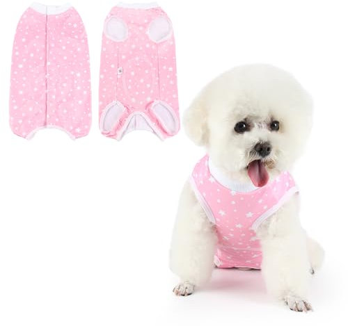 Pawcomon Rehabilitationsanzug für Hunde, Bauch-Wunden, medizinisch, chirurgische Kleidung, nach Operationen, Hemd, Ersatz E-Halsband und Kegel, Welpen, kleine mittelgroße rosa Stern S