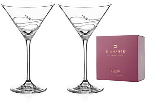 DIAMANTE Martini Prosecco - Juego de 2 copas de cóctel con cristales Swarovski
