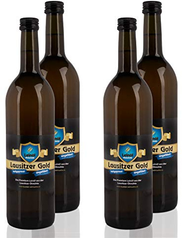 4 x Lausitzer Leinöl - Lausitzer Gold (kaltgepresstes ungefiltertes Premium Leinöl), 4x 750ml