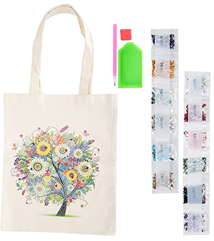Diy Diamond Painting Shopping Bag, Reusable Diamond Painting Tote Bag Fabric Leather Shopping Bag(Bb002)