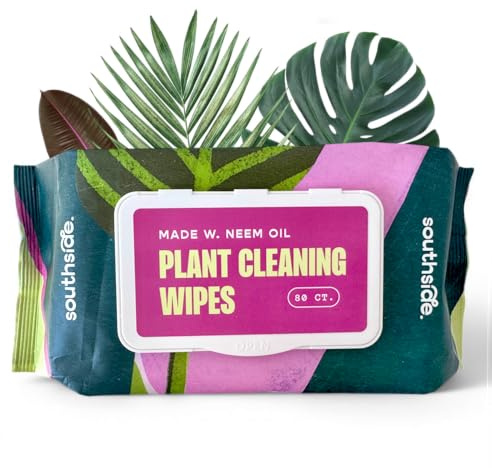 Southside Plants Lingettes nettoyantes douces à base de plantes pour des feuilles brillantes et une meilleure photosynthèse – Non parfumées, extra épaisses pour plantes d'intérieur et d'extérieur – 80