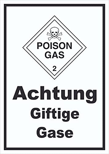 HB-Druck Schild Giftige Gase Poison Gas Totenkopf hochkant A1 Rückseite selbstklebend