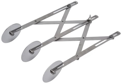 Stainless Steel Pizza Cutter,3 Wheel Pastry Cutter with Handle,Dough Cutter Adjustable Width Pizza Cutter Dough Divider Pastry Knife Baking Cutter for Cake, Cookie, Bread
