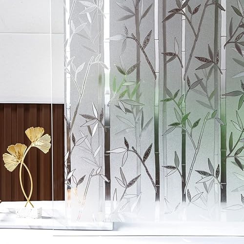 Hoonng Fensterfolie Blickdicht Selbsthaftend Motiv Bamboo Sichtschutz 90x200cm