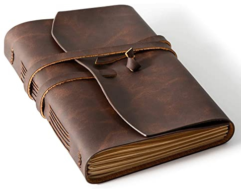 RILIHO Leather Journal Notebook - Genuine Leather Journals for Writing 260 Pages 5x7.1 Inches Vintage Journal For Man and Women Gifts For Man Artist,Travel Journal,Brown