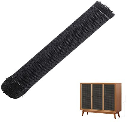 TWSOUL Wiener Geflecht, 1m*35cm Schimmelfest Breite Rattan Gurtband, Wasserdicht Plastik Wabengeflecht, Stuhl Wiener Geflecht für DIY-Projekte (1m*35cm, Black)
