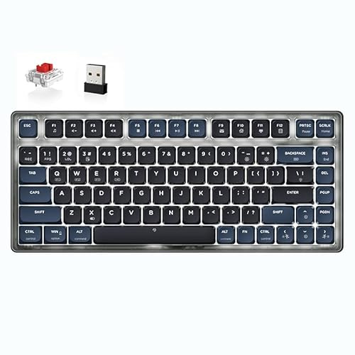 ATTACK SHARK AK832 Teclado Mecánico, 75% Ultra-Thin TKL Teclado Inalámbrico Para Juegos Gasket Low Profile Keyboard, BT5.2/2.4G/Wired, 20 Backlit, Cable USB C en espiral para Mac/Win-Red Switch