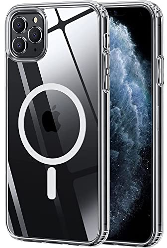 Gudoorla Magnetisch für iPhone 11 Pro Hülle [Kompatibel mit MagSafe] [Nie Vergilbung] Stoßfeste Schutzhülle (Militärschutz) Dünne Handyhülle iPhone 11 Pro Case- Durchsichtig