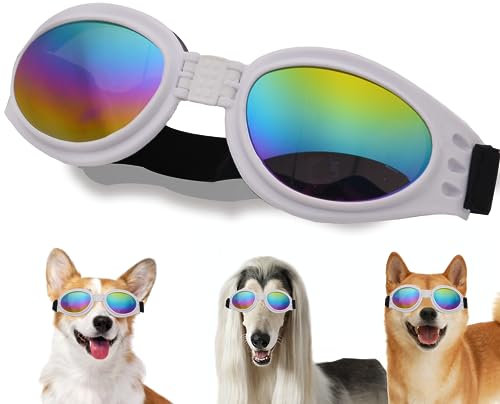 Hundebrille, UV-Schutz, Brille mit verstellbarem Riemen für kleine Hunde, Sommerdekoration für Haustiere (blauer Rahmen)
