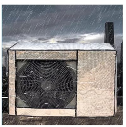 BBAUER Tarp, Air Conditioner Outdoor Unit Protective Cover Sound Insulation Dust Cover Aluminum Film, Water Proof Heat Insulation, With Rope (Color : Silver, Size : 86x56x33cm)