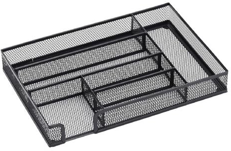 Bafnsiji Metall Besteck Tablett für Küchenschubladen, Besteck Schublade Organizer, Schreibtisch Schublade Organizer Tablett, 5 Fächer Utensil Tablett, Schubladenteiler für Küchenutensilien,A