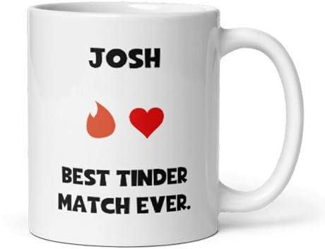 Confidently Quirky - Personalised Best Tinder Match Ever White Mug, Joke Tinder Mug Girlfriend, Funny Tinder Gift Boyfriend, Met On Tinder Mug