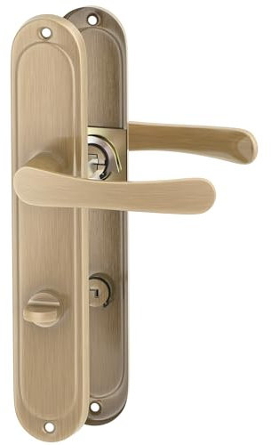 ERGO Line MALMO Garniture de Porte Classique Bronze - Poignée pour Salle de Bains WC avec Rosette Longue - Tige Carrée 7 mm