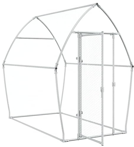 Tidyard Hühnerkäfig, Hühnerstall, Geflügelstall, Wachtelstall, Hühnergehege, Silbern 200x105x182 cm Verzinkter Stahl