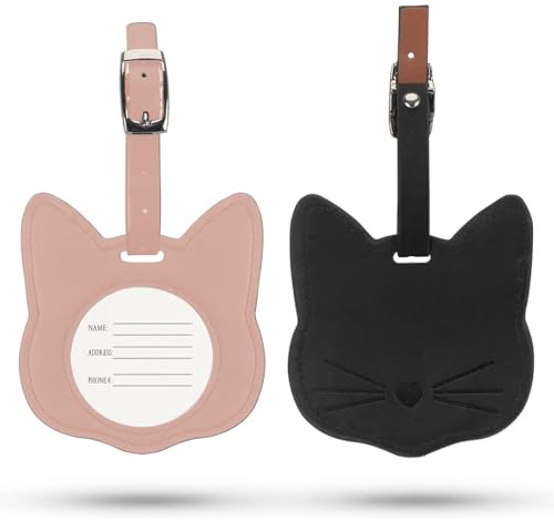 OQKAHIV Etiqueta de equipaje para gato, juego de 2 unidades: Fáciles de Identificar, para viajes, para Viajes en Avión, evita pérdidas de maletas y bolsas, para Identificar su Maleta en el Aeropuerto