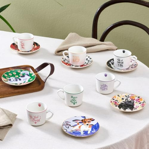 Karaca Perro Kaffeetasse Set für 6 Personen, 80 ml - 12-teiliges Porzellan Kaffee-Set, Tassen und Untertassen