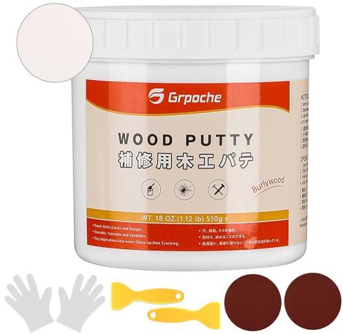 Mastic à Bois 500g, Mastic À Bois Décoratif Rebouche Bois pour Gros Trous et Fissures Bois Clair, Séchage Rapide (Burlywood)