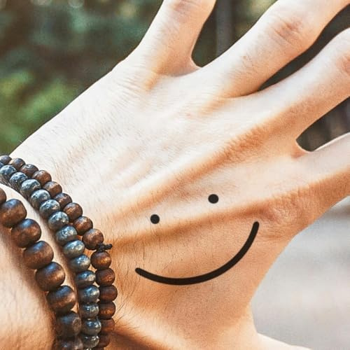 Tatuaggio SMILEY - Temporalis® | Tatuaggi temporanei uomo donna, tatuaggi finti vegani e waterproof - Certificato UE - Dura 1-2 settimane [ Tattoo Icona smiley classica ]