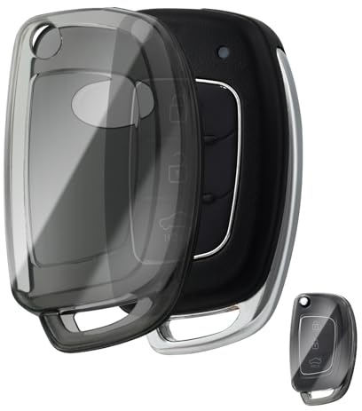 OFFCURVE Schlüsselhülle Transparent für Hyundai i20 i30 ix35 ix40 Santa Fe | TPU Autoschlüssel hülle für Hyundai i10 i20 i30 Coupe iX20 ix25 iX35 ix45 Kona Santa Fe Accent Elantra