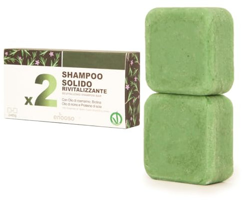 Enooso - Shampoo solido bio Anticaduta, Rinforzante con Olio di Rosmarino per capelli diluito con Olio di Ricino Purificante, Shampoo Crescita Capelli Grassi 100% Shampoo solido Naturale Vegano