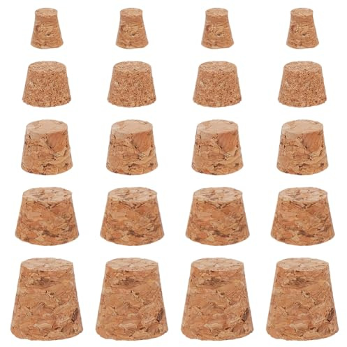 GORGECRAFT 90 Bouchon Conique en Bois Mini Bouchons de Bouteille en Liège de 6.5mm à 15mm Bouchons en Liège Souples Naturels de Remplacement pour Bouteilles de Vin de Bière de Verre Bocaux Mason