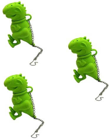 Amosfun 3pcs Silicone Dinosaur Tea Infuser Dinosaur Tea Strainer Filter for Novelty Kitchen Gadget
