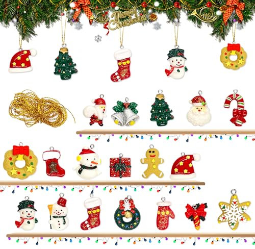 18 Pezzi Miniature Natalizie Resina, FUKPO Ornamenti Natalizi Mini Decorazioni Statuette Natalizie Piccoli, Addobbi Natalizi in Miniatura Albero di Natale Babbo Natale Pupazzo di Neve Regalo