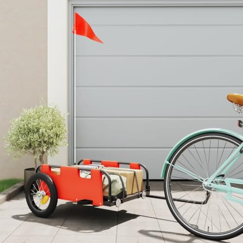 Générique Remorque de vélo Orange Tissu Oxford et Fer,Remorques de vélo,6KG-94159