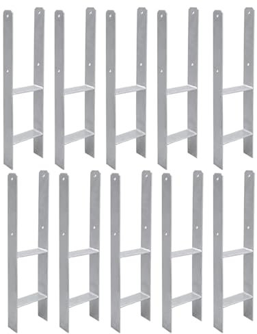 Vigevee Lot de 10 ancrages de poteau en H - Support de poteau en H - Pour poteaux - Pour clôture et serre - Poteaux carrés en bois (91 x 600 mm)