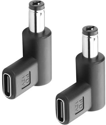 GINTOOYUN 2 adattatori per connettore di alimentazione da 12 V DC, 90 gradi, angolo femmina da USB C a maschio DC 5,5 mm x 2,1 mm, convertitore 12 V USB tipo - C ingresso a adattatore di uscita dc5521