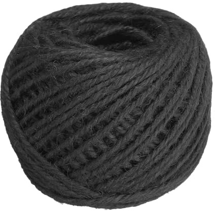 sourcing map 164 Feet Natural Jute Twine String,3mm Thin Garden Twine Rope Colored Plant String Cord for DIY Art Crafts Gift Wrapping Decoration Packing Gardening Plant Hanger,Black