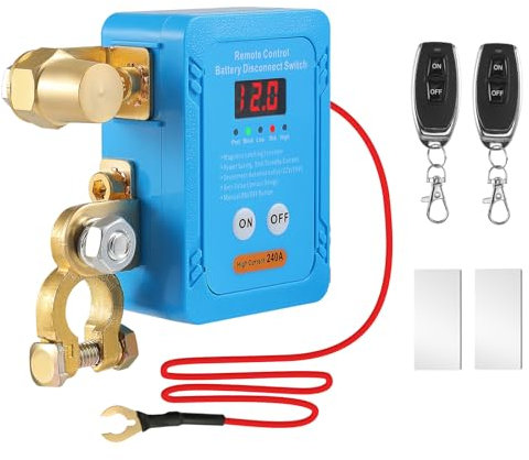 Batterie Trennschalter 12V 240A, Drahtloser Ferngesteuerter Auto Trennschalter mit LED-Spannungsanzeige, Auto Batterietrennschalter, Batterie Kill Switch Anti-Diebstahl Trennrelais für RV ATV LKW Boot