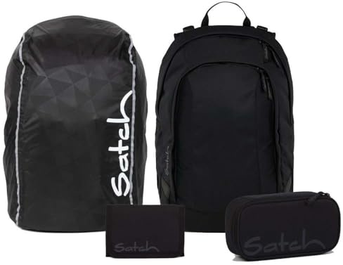 Satch Air Streetwalk Edition Schulrucksack Set 4tlg. inkl. Etui, Börse, Regenhülle (Blackjack)