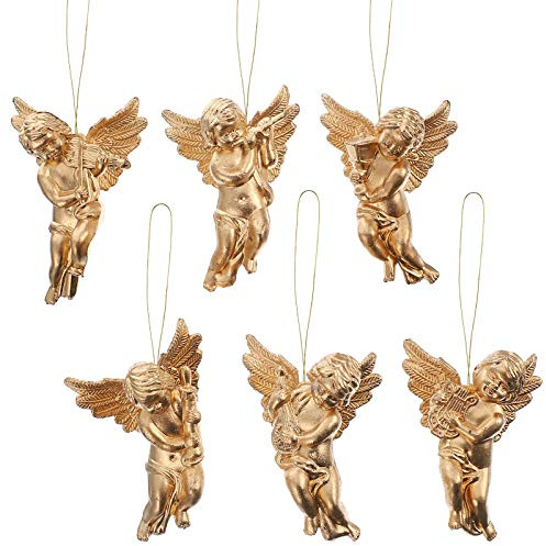 VICASKY Weihnachtsdeko Engel Christbaumschmuck Holz Weihnachtsengel, Anhän-Ger Weihnachtsbaum Weihnachtsengel 30 Stück Figur Engelchen mit Instrument