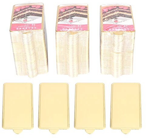 ANKROYU Cake Board Cake Cardboard Cake Base Board Golden Mini Rectangular Display Tool for Bakery Coffee Shop Wedding Birthday Baby Shower Party Afternoon Tea Food Grade Gold Cardboard