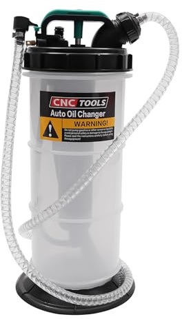 RUETERY Pompe d'aspiration d'huile 5,3 l - Aspirateur manuel de liquide avec 4 tuyaux - Fût semi-transparent - Pour voitures, motos, tondeuses à gazon, bateaux à moteur