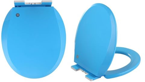 Brigtviee Abattant WC Universelle avec Frein De Chute Forme O,Lunette De Toilette Clipsable,Round Cuvette Toilette AntidéRapante,SièGe De Toilette Coloré,Plastic,41 * 36cm,Bleu