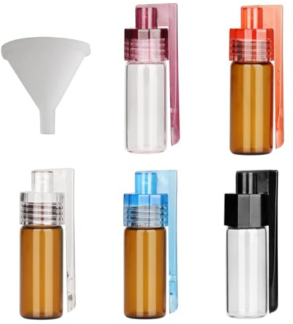 Enwye Set di 5 Mini Dispenser per spezie in Polvere con Cucchiaio dosatore e Imbuto - Contenitore Impermeabile a Prova di perdite per Sale, Pepe e spezie in Cucina