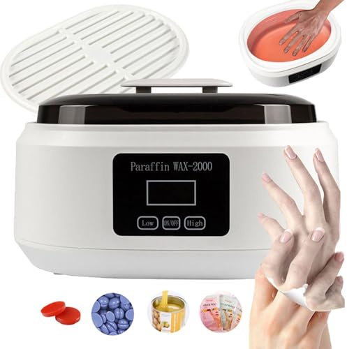 Bain de cire de paraffine pour mains et pieds – Chauffage de 200 W avec affichage de la température, kit de soins des pieds pour une peau lisse et douce