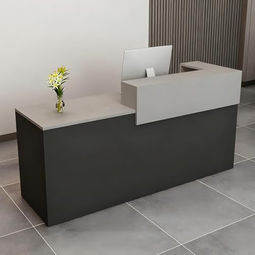 CCUKTFN Empfangstheke mit Schublade und offenen Regalen, moderner Empfangstresen 100–240 cm, Rezeptionstheke für Büro, Salon, Lobby und Einzelhandelsgeschäft