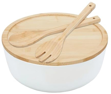 Insalatiera | Grandi ciotole per insalata da mangiare, da cucina in legno, stoviglie da portata per mescolare pasta, muesli, snack, cena, feste, cucina, picnic