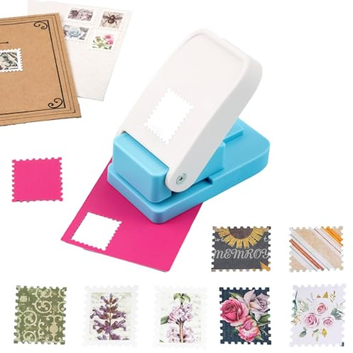 OTCRAFT Perforatrice rettangolare per francobolli, 2,5 x 2,0 cm, con bordo smerlato, per lavori con carta, scrapbooking, fai da te, biglietti, artigianato, forniture artistiche (argento)