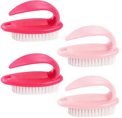 Xynovate 4 Pcs Handbürste, Kunststoff Nagelbürste mit Griff, Handwaschbürste für Reinigung von Hand Nagel, Maniküre, Staubbürste, Pediküre, Ideal für Bad, Werkstatt (Farbmix)