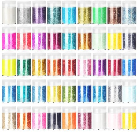 45 Stück Bastel Glitzer Set, glitzerpulver zum basteln, Extra Feines Bastelglitzerpulver, geeignet für Nagelkunst, Kartenherstellung, Weihnachtsdekorationen, dekorative Masken und Bastelarbeiten