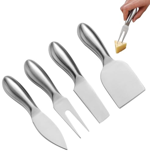 AONAYO Käsemesser Set,4 Stück Käsemesser,Edelstahl Käsebesteck,Buttermesser,Mini Streichmesser,Buttermesser Klein,Geeignet Für Alle Käsesorten,Für Kuchen-Dessert-Käsesalat