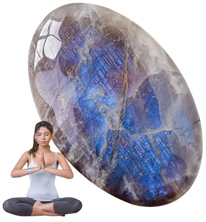 Gema de piedra lunar arcoíris – Piedra de de piedra lunar de 5 a 6 | cm, piedra de palma, hecha a mano, multiusos, suave arcoíris para hacer joyas y cosas positivas