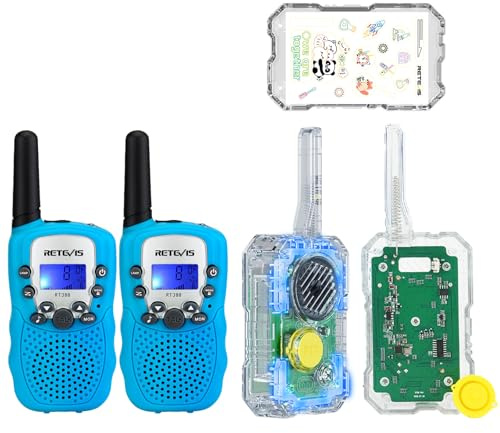 Retevis RT388 Walkie Talkies for Kids Bundle with EZTalk 680 DIY Kids Toys, Reusable Assembly, Science Experiments for Children, STEM Toys Learning, Gifts for 6-12 Years Old Boys Girls (4 Pack)