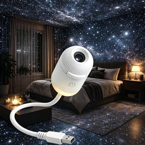 2-in-1 Galaxy Projector Night Light, Mini Galaxy Projector, USB Portable Starry Sky Projector, Adjustable Brightness 360° Rotating Design and LED Mini Night Light for Car,Room Decor (1)