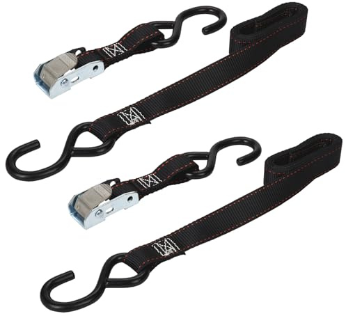 KEEPER 05715 6' x 1 Cam Buckle Motorcycle Tie-Down, 2 Pack, black, large