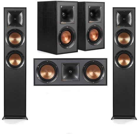 Klipsch Reference Home Theater Pack with 2X R-625FA Floorstanding Speakers, R-52C Center Channel, Pair R-41M Bookshelf Speakers